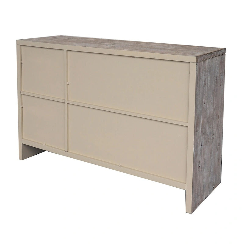 3 Door Wooden Cabinet with Hexagonal Pattern