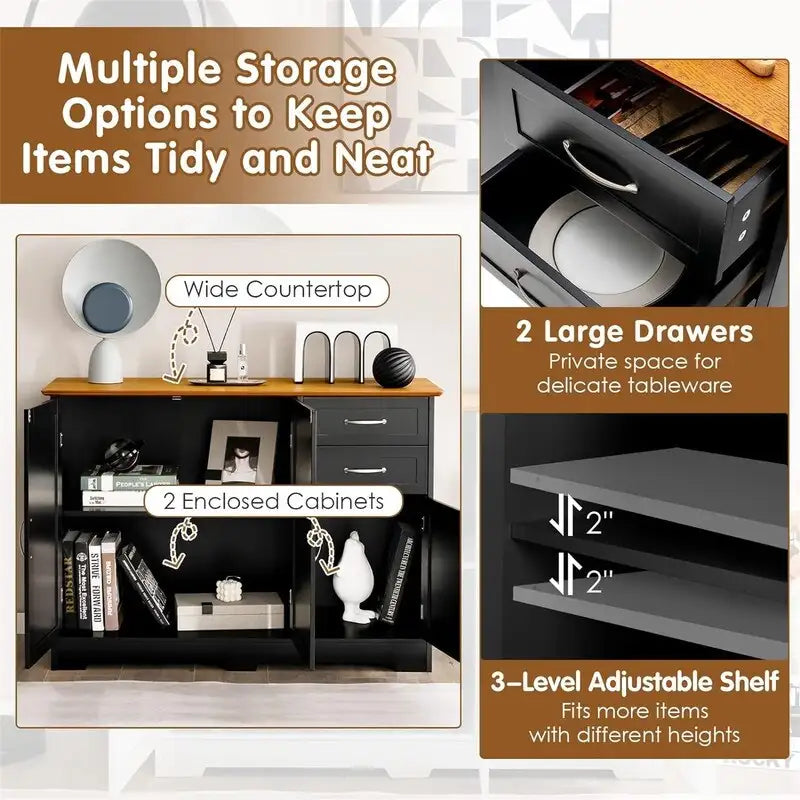 2-Drawer 2-Cabinet Storage Sideboard