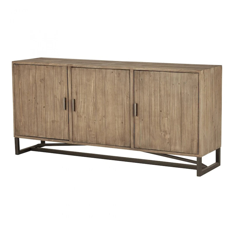 Reclaimed Pine 3-Door Sideboard - Rustic Style