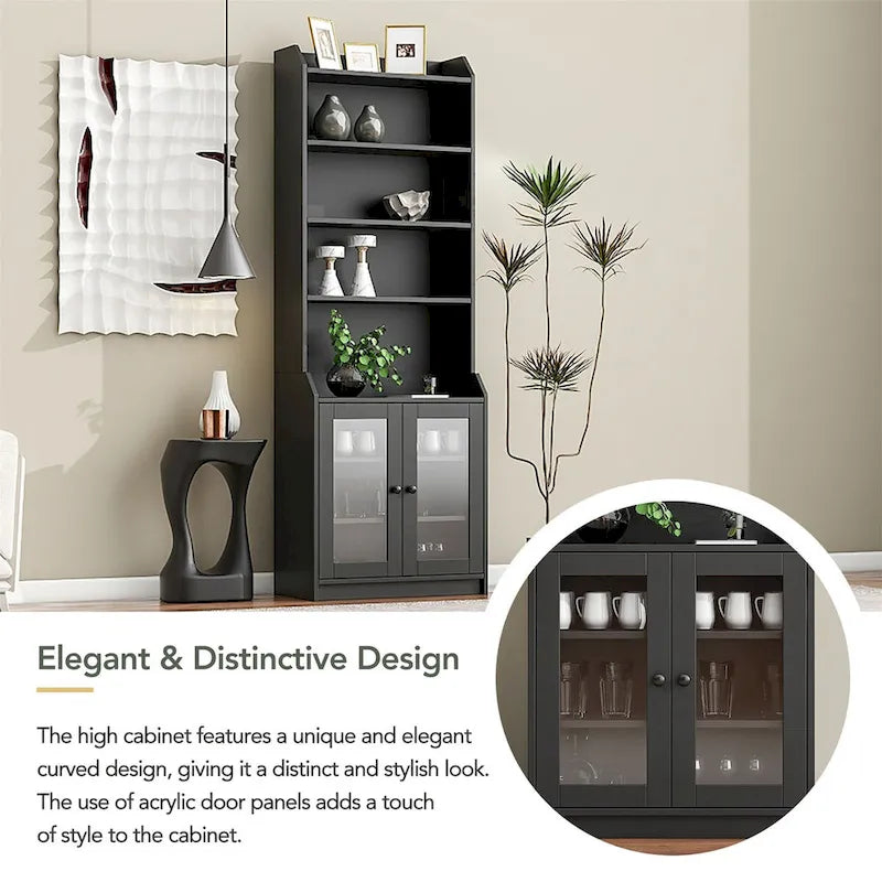 Tall Storage Cabinet with Adjustable Shelves - Brown