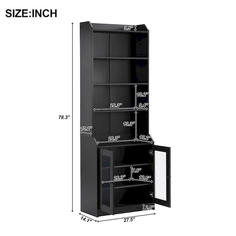 Tall Storage Cabinet with Adjustable Shelves - Brown