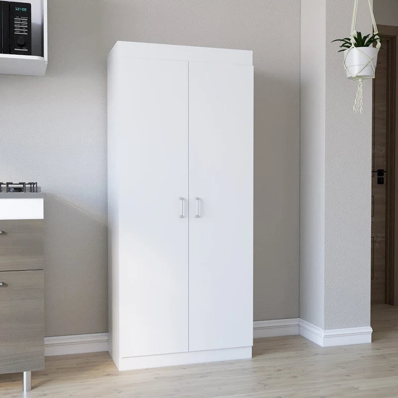 White Tall Storage Cabinet with Adjustable Shelves