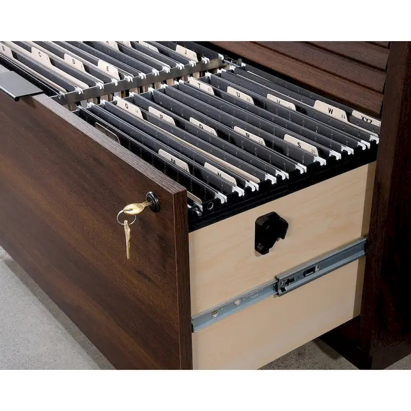 Spiced Mahogany 2-Drawer Lateral File Cabinet with Lock