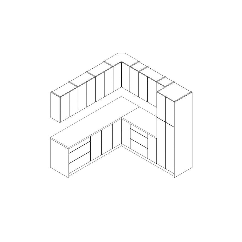 White Gloss Kitchen Set - 8x8ft Base Cabinets