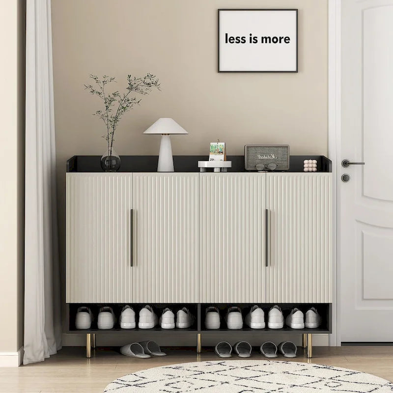 4-Door Shoe Storage Cabinet with Adjustable Shelves