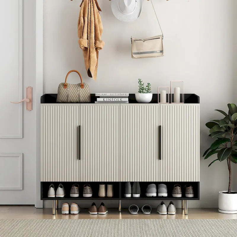 4-Door Shoe Storage Cabinet with Adjustable Shelves