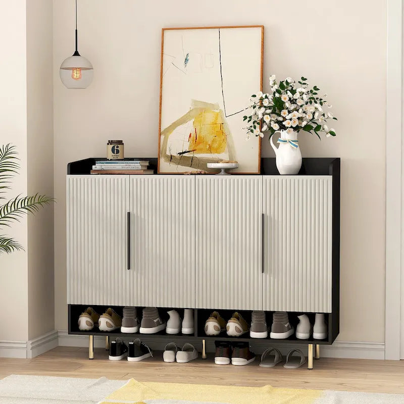 4-Door Shoe Storage Cabinet with Adjustable Shelves