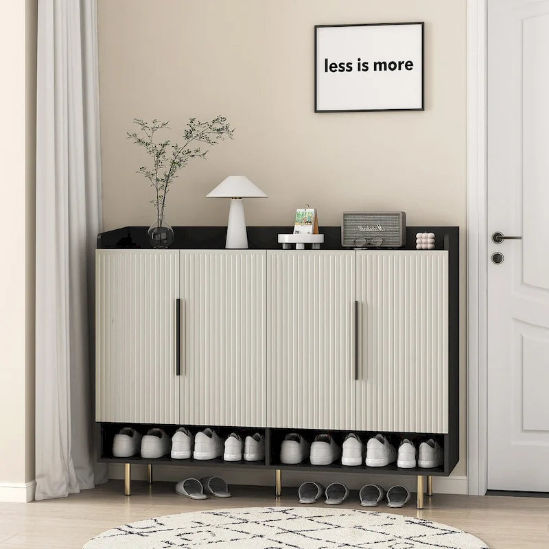4-Door Shoe Storage Cabinet with Adjustable Shelves