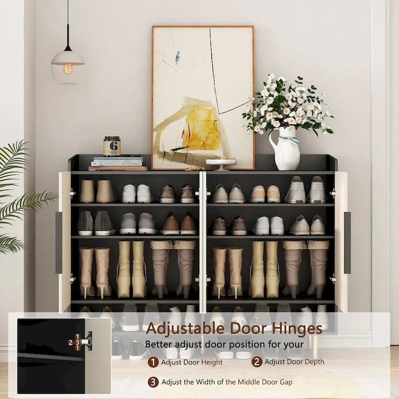 4-Door Shoe Storage Cabinet with Adjustable Shelves