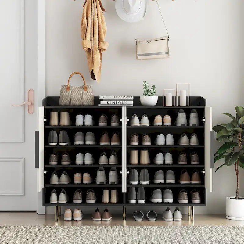 4-Door Shoe Storage Cabinet with Adjustable Shelves