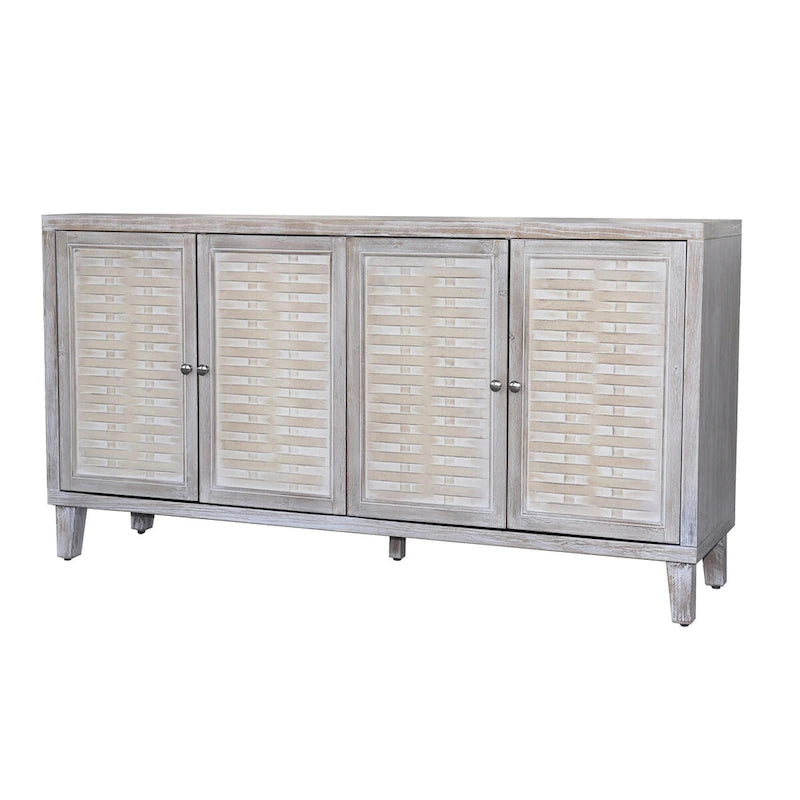 Natural Wood 4-Door Storage Cabinet
