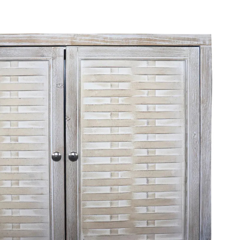 Natural Wood 4-Door Storage Cabinet