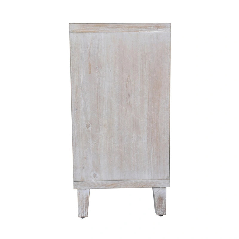 Natural Wood 4-Door Storage Cabinet