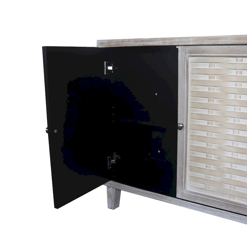 Natural Wood 4-Door Storage Cabinet