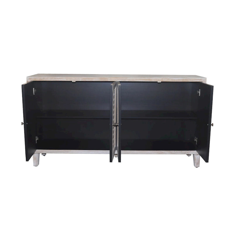 Natural Wood 4-Door Storage Cabinet
