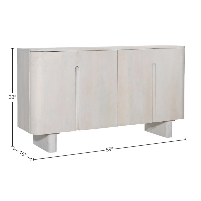 White 4-Door Storage Cabinet - Mango Wood