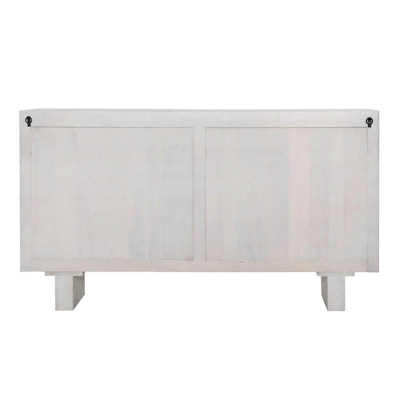 White 4-Door Storage Cabinet - Mango Wood