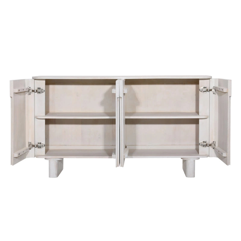 White 4-Door Storage Cabinet - Mango Wood