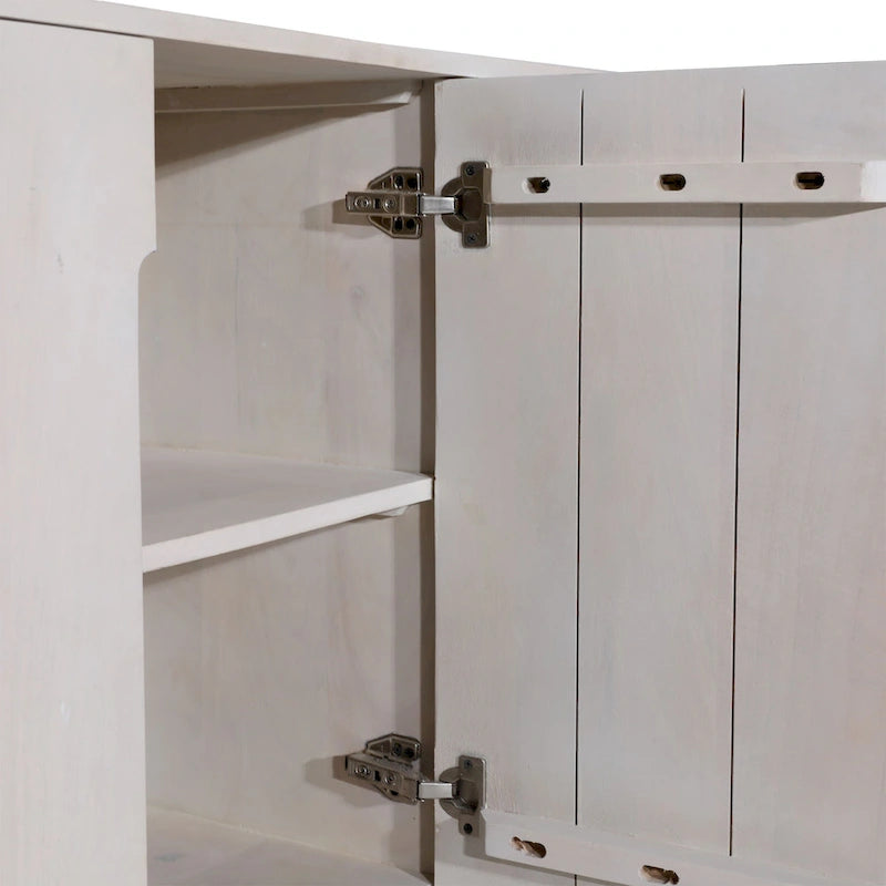 White 4-Door Storage Cabinet - Mango Wood