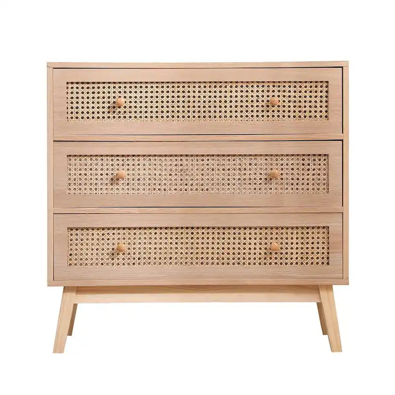 Natural Rattan 3-Drawer Storage Cabinet
