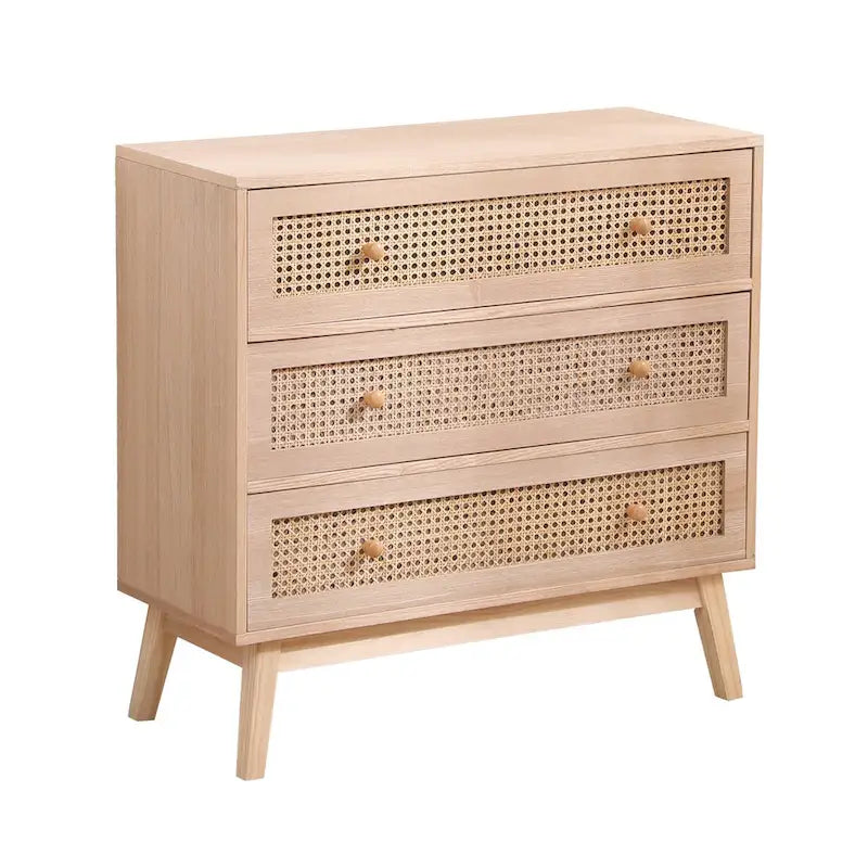 Natural Rattan 3-Drawer Storage Cabinet