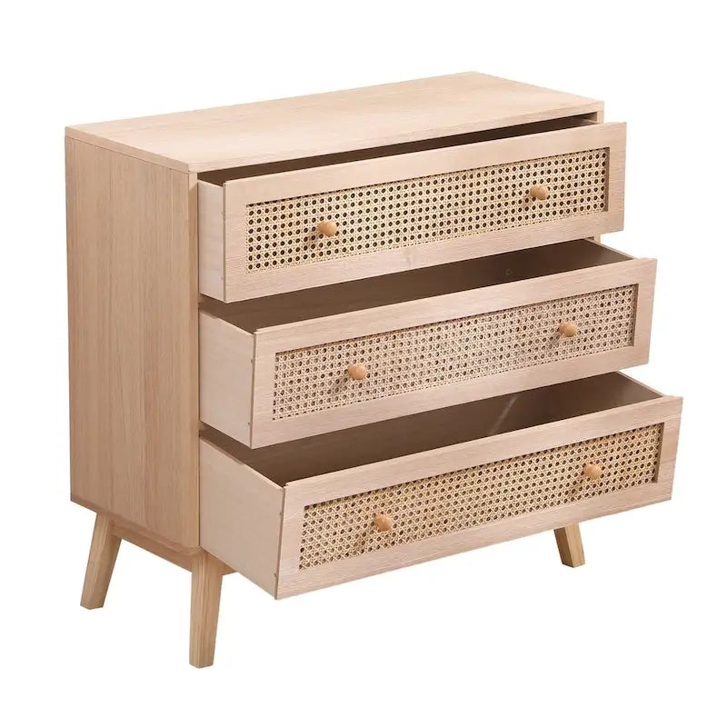 Natural Rattan 3-Drawer Storage Cabinet