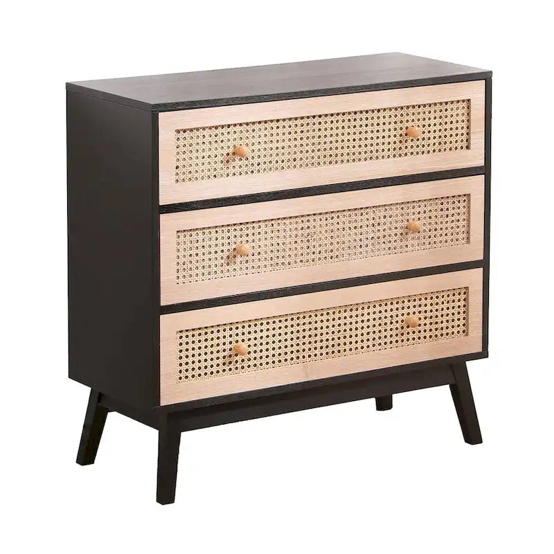 Natural Rattan 3-Drawer Storage Cabinet