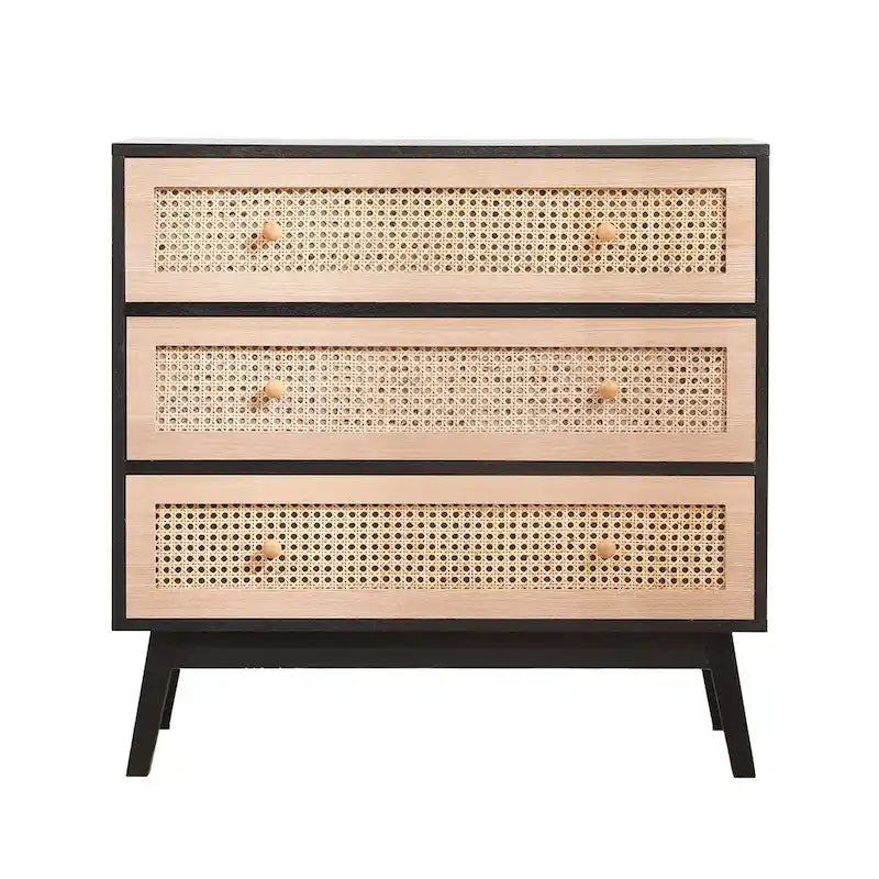 Natural Rattan 3-Drawer Storage Cabinet