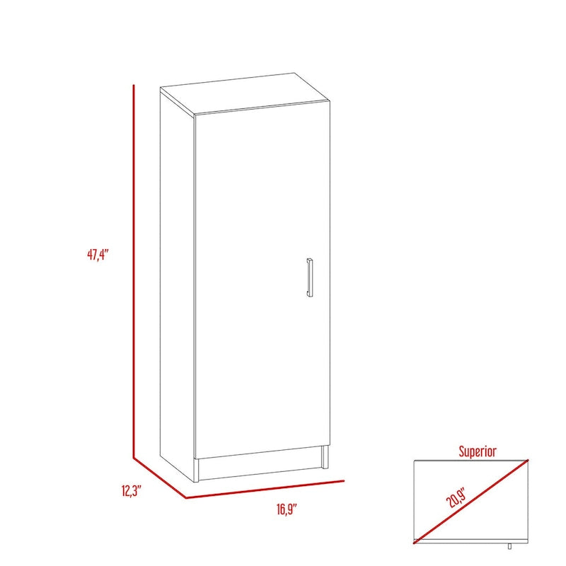 White Pantry Cabinet with 4 Shelves and Single Door