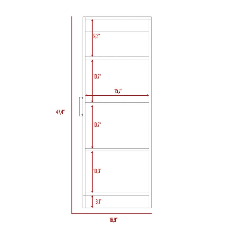 White Pantry Cabinet with 4 Shelves and Single Door