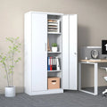 White Steel Storage Cabinet with Locking Doors and 3 Adjustable Shelves