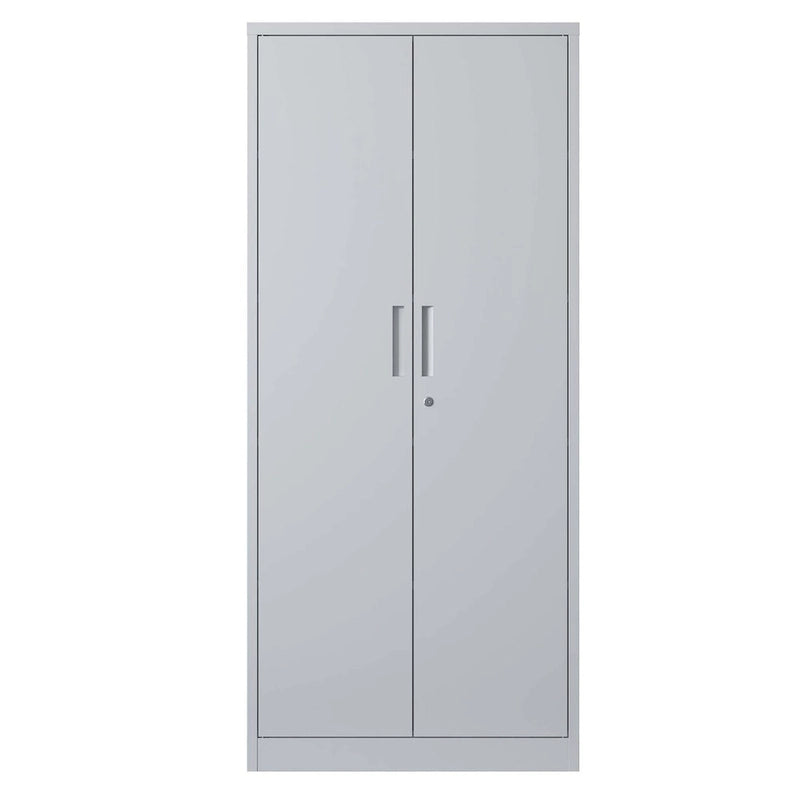 White Steel Storage Cabinet with Locking Doors and 3 Adjustable Shelves