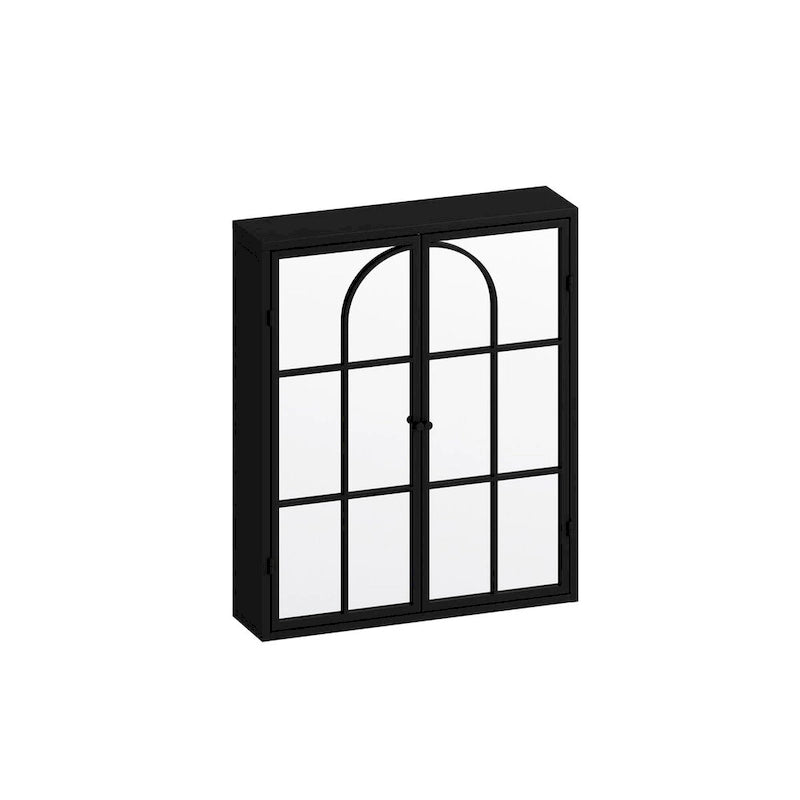 Black Two Door Wall Cabinet with Mirror - Retro Style Storage