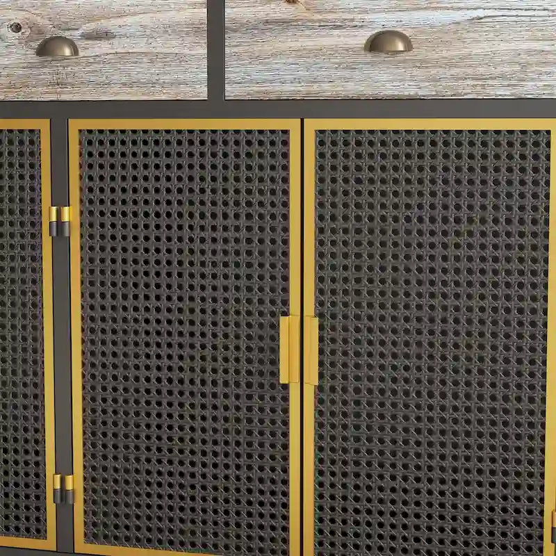 Dark Gray 4-Door Sideboard with 3 Drawers