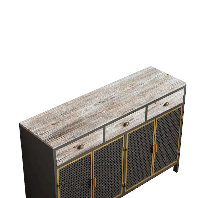 Dark Gray 4-Door Sideboard with 3 Drawers