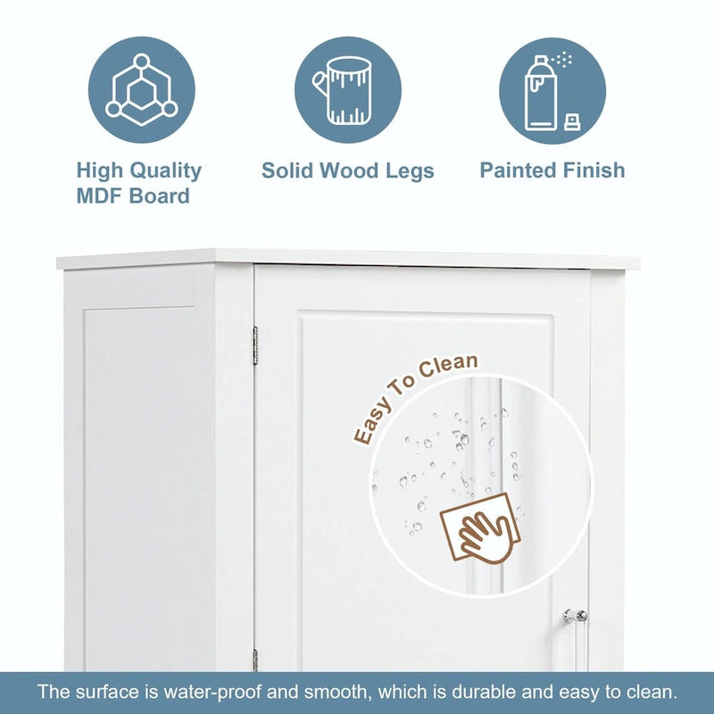 Grey Freestanding Storage Cabinet with Two Drawers and Adjustable Shelves