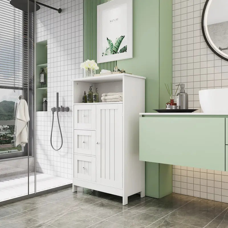 White 3-Drawer Storage Cabinet for Bathroom