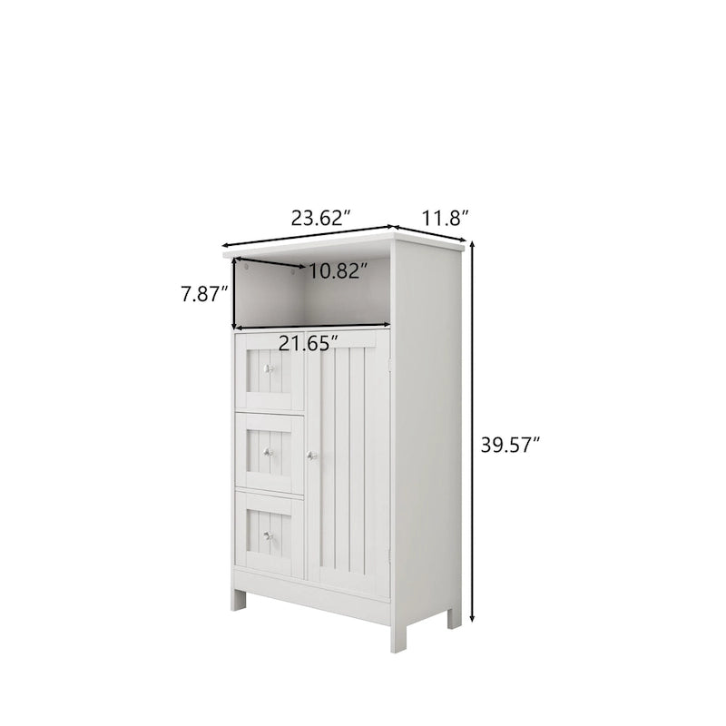 White 3-Drawer Storage Cabinet for Bathroom