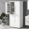 White Tall and Wide Floor Storage Cabinet with 4 Doors