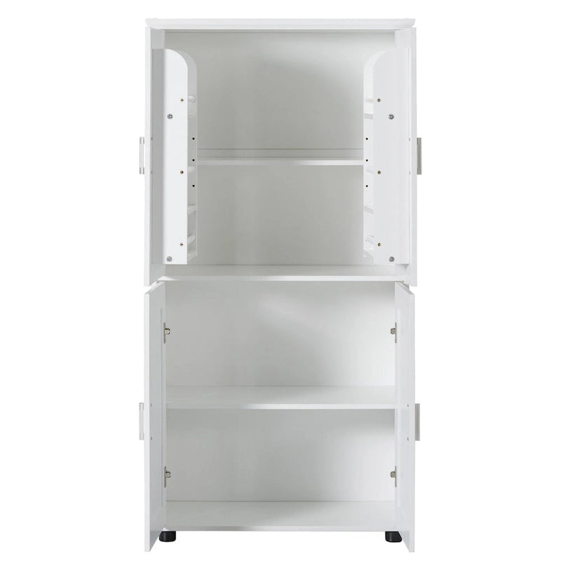 White Tall and Wide Floor Storage Cabinet with 4 Doors