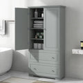 Grey/White Freestanding Storage Cabinet with Two Drawers