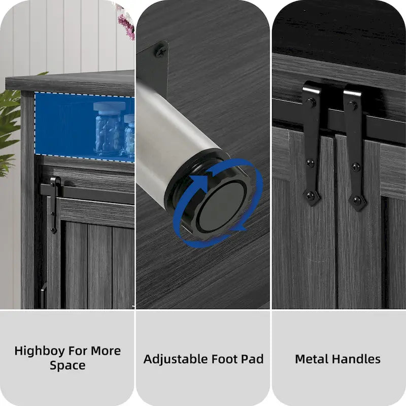 Brown Oak 63-Inch Sideboard with Sliding Barn Doors