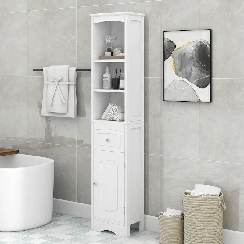Freestanding Bathroom Storage Cabinet with Drawer - Light Color