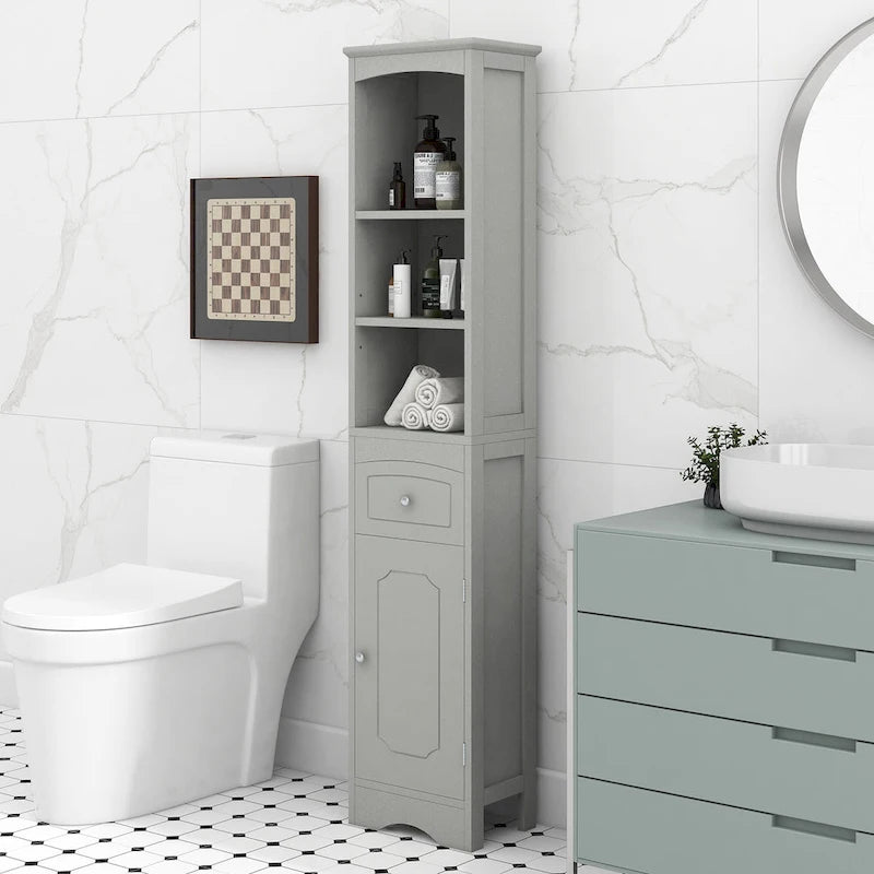 Freestanding Bathroom Storage Cabinet with Drawer - Light Color