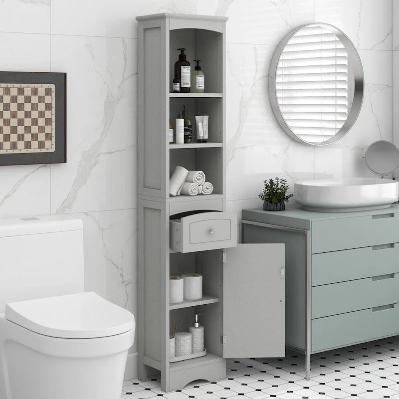 Freestanding Bathroom Storage Cabinet with Drawer - Light Color