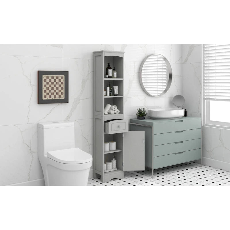 Freestanding Bathroom Storage Cabinet with Drawer - Light Color