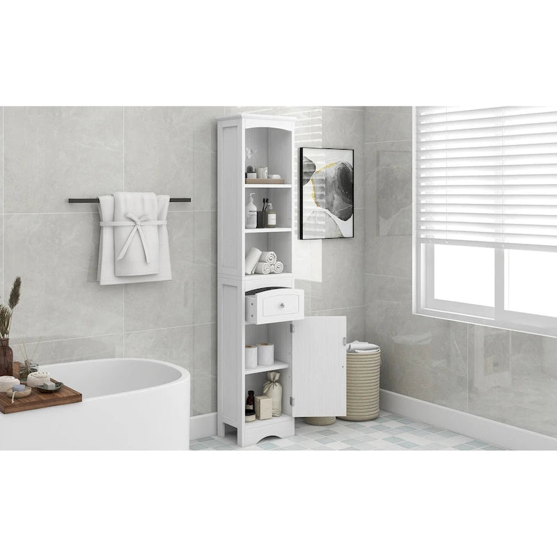Freestanding Bathroom Storage Cabinet with Drawer - Light Color