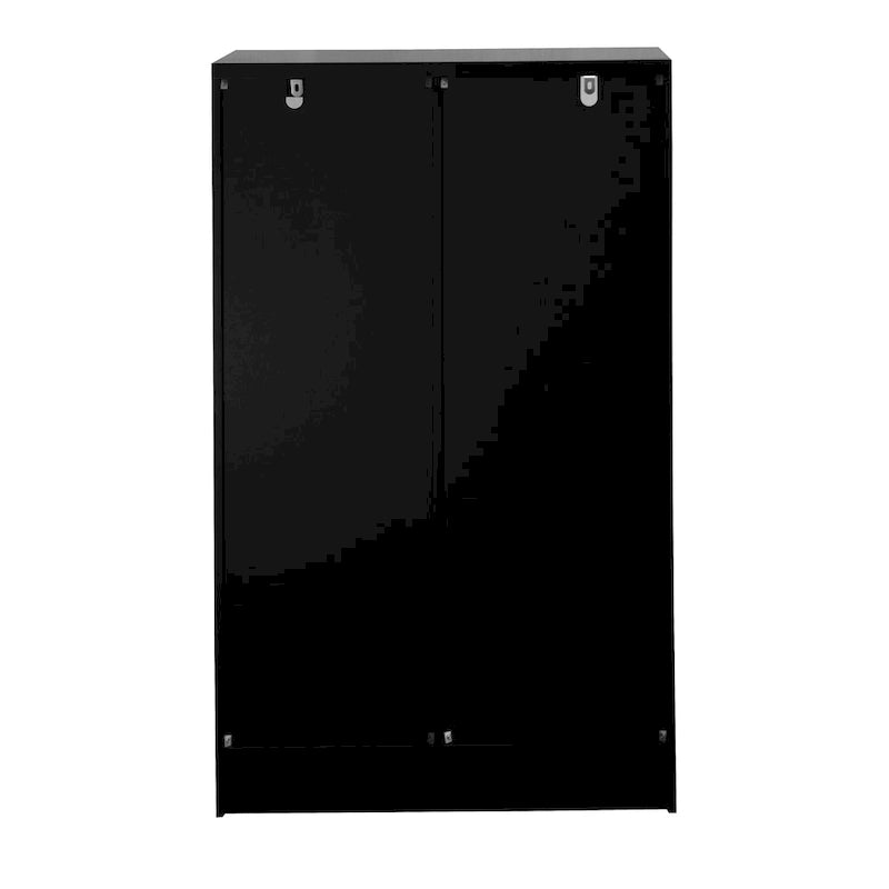 Blue Floor Cabinet with 2 Glass Doors for Home Storage