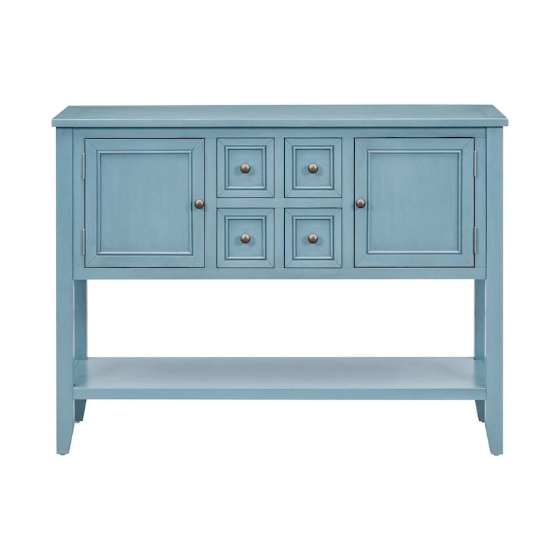 Dark Blue 4-Drawer Sideboard Cabinet with Storage Shelf